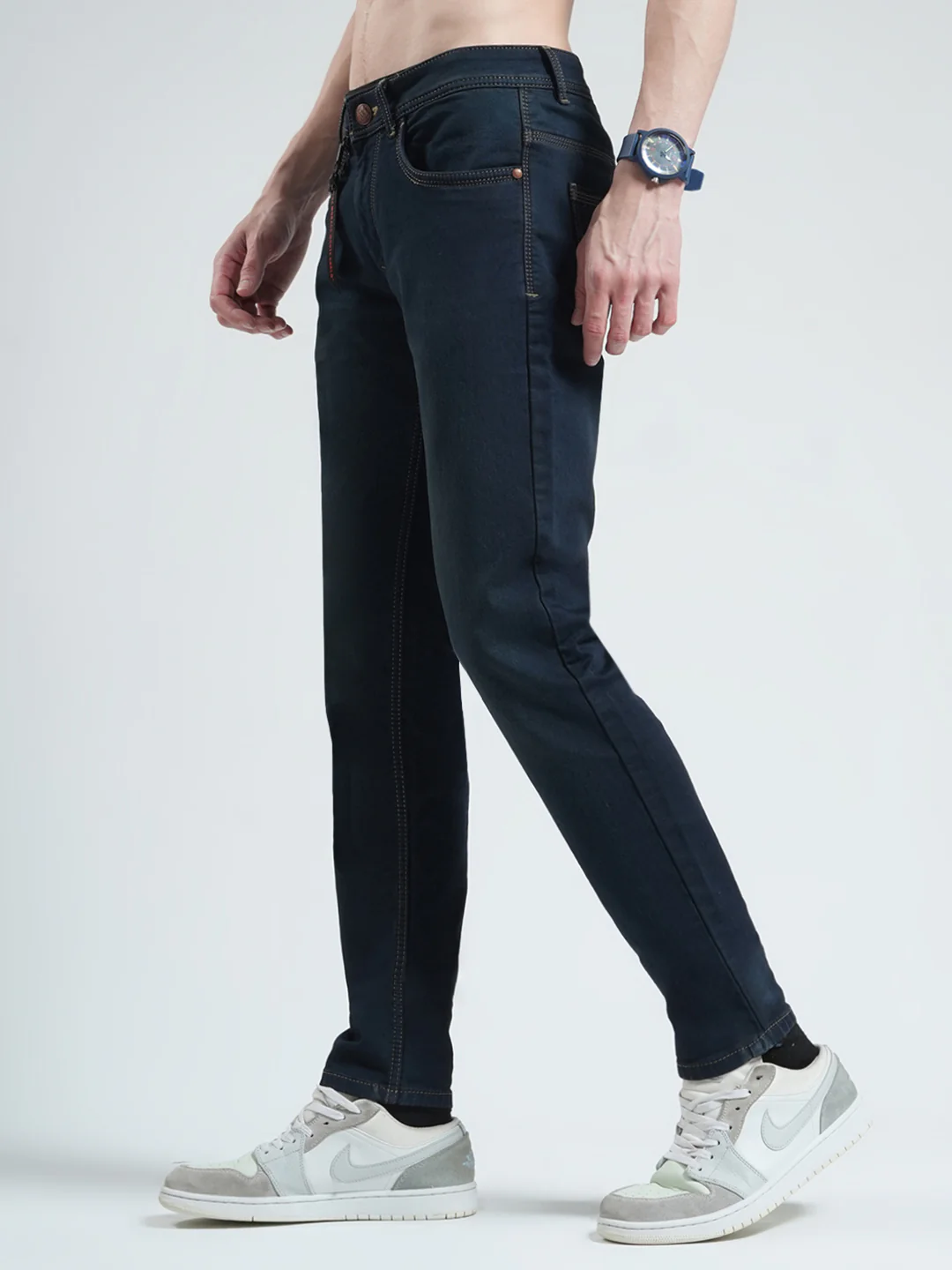 Men Blue Solid Skinny Fit Denim - Image 3