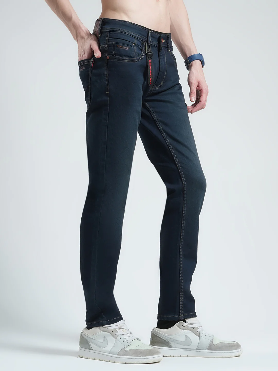 Men Blue Solid Skinny Fit Denim - Image 4