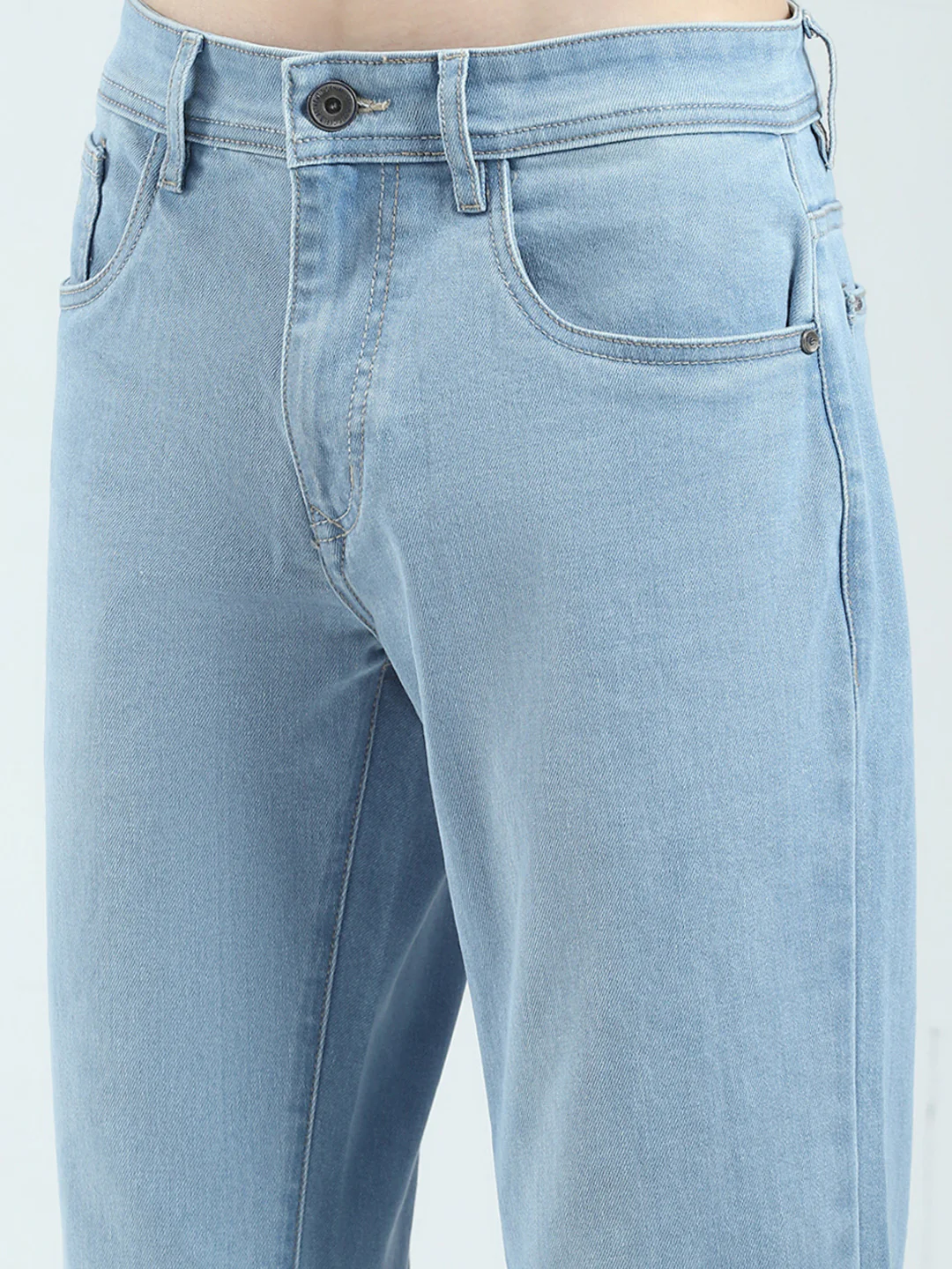 Men Blue Solid Straight Fit Denim - Image 6