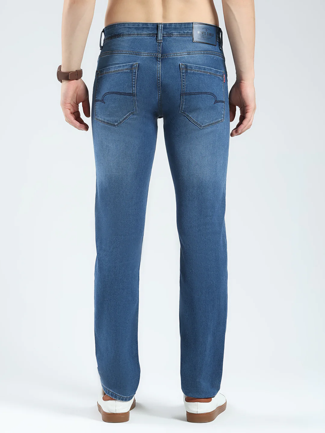 Men Blue Solid Narrow Fit Denim - Image 5