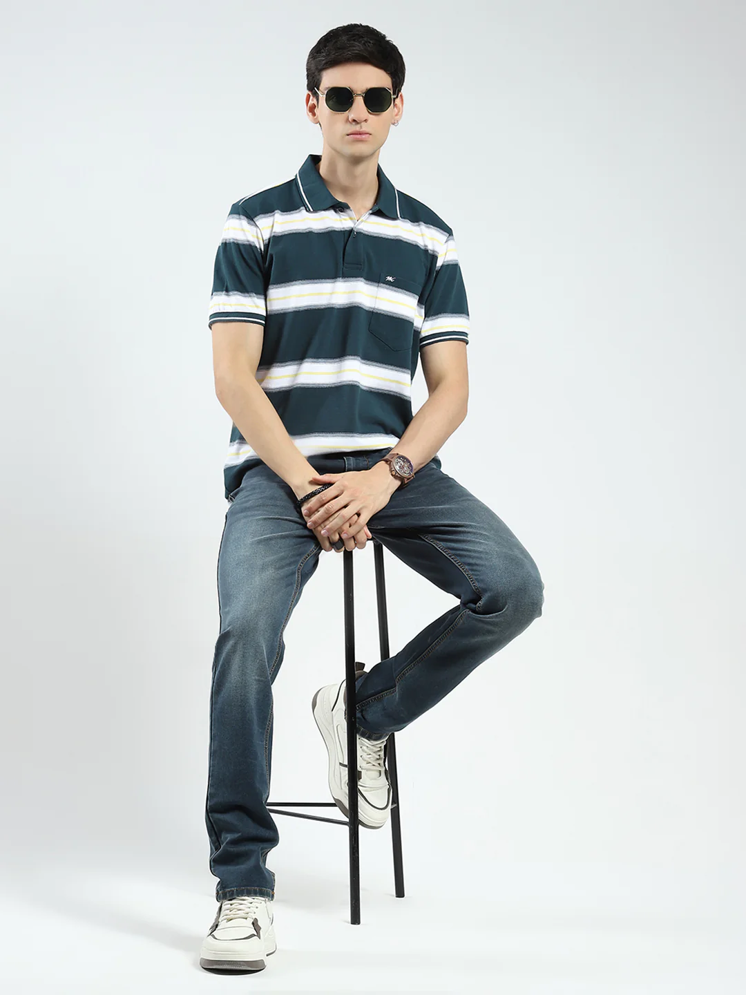 Men Blue Light Wash Skinny Fit Denim - Image 2