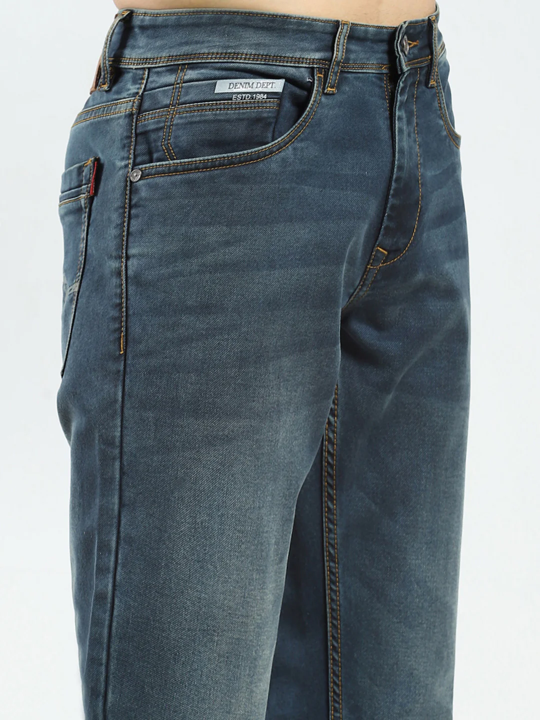 Men Blue Light Wash Skinny Fit Denim - Image 6