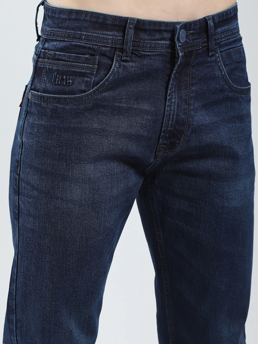 Men Blue Solid Straight Fit Denim - Image 6