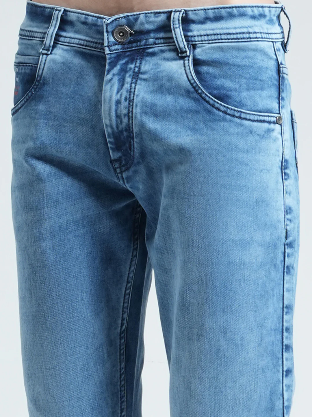 Men Blue Solid Ankle Length Denim - Image 6