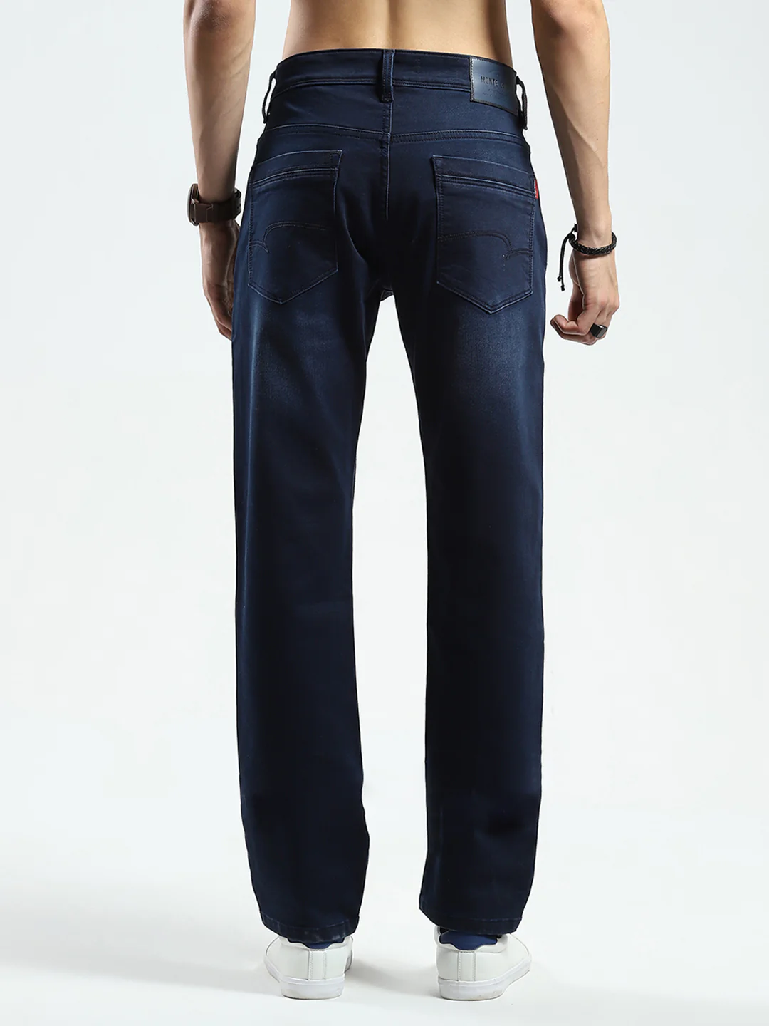 Men Blue Solid Narrow Fit Denim - Image 5