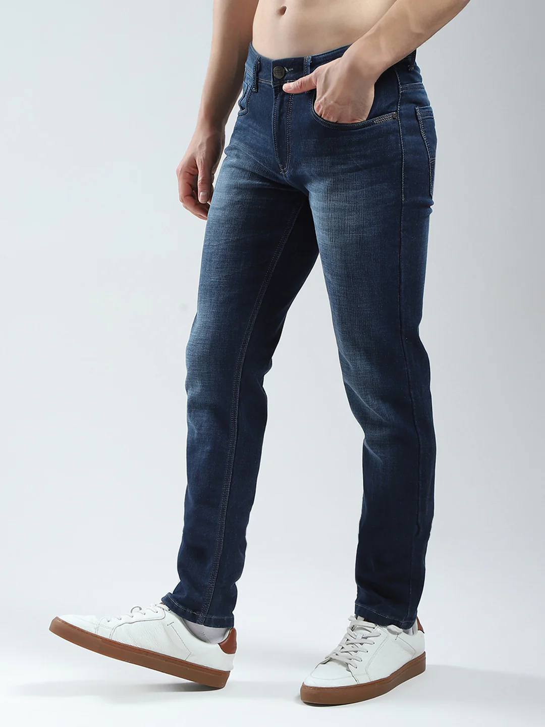 Men Blue Light Wash Skinny Fit Denim - Image 3