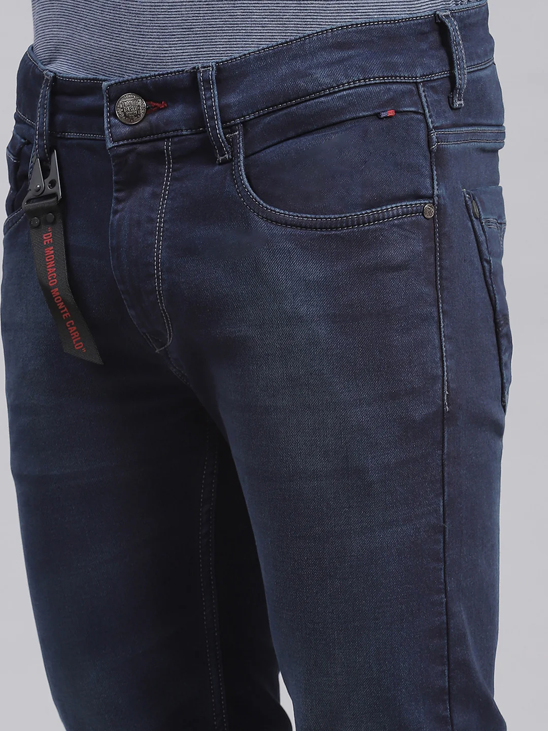 Men Blue Solid Regular Fit Denims - Image 6