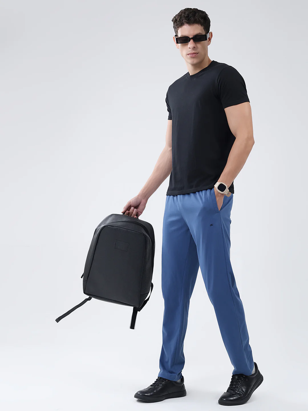 Men Blue Solid Regular Fit Lower - Image 2