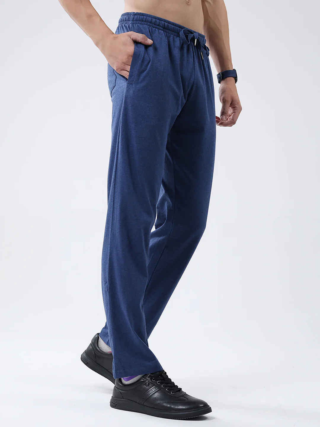 Men Blue Solid Regular Fit Lower - Image 4