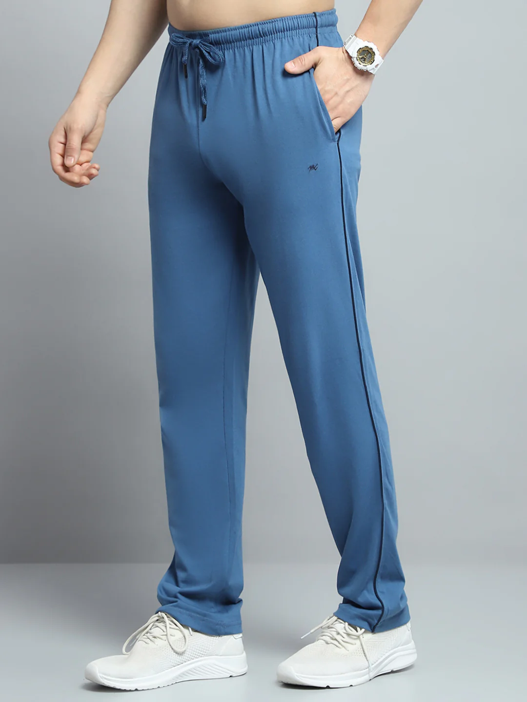 Men Blue Solid Regular Fit Lower - Image 3