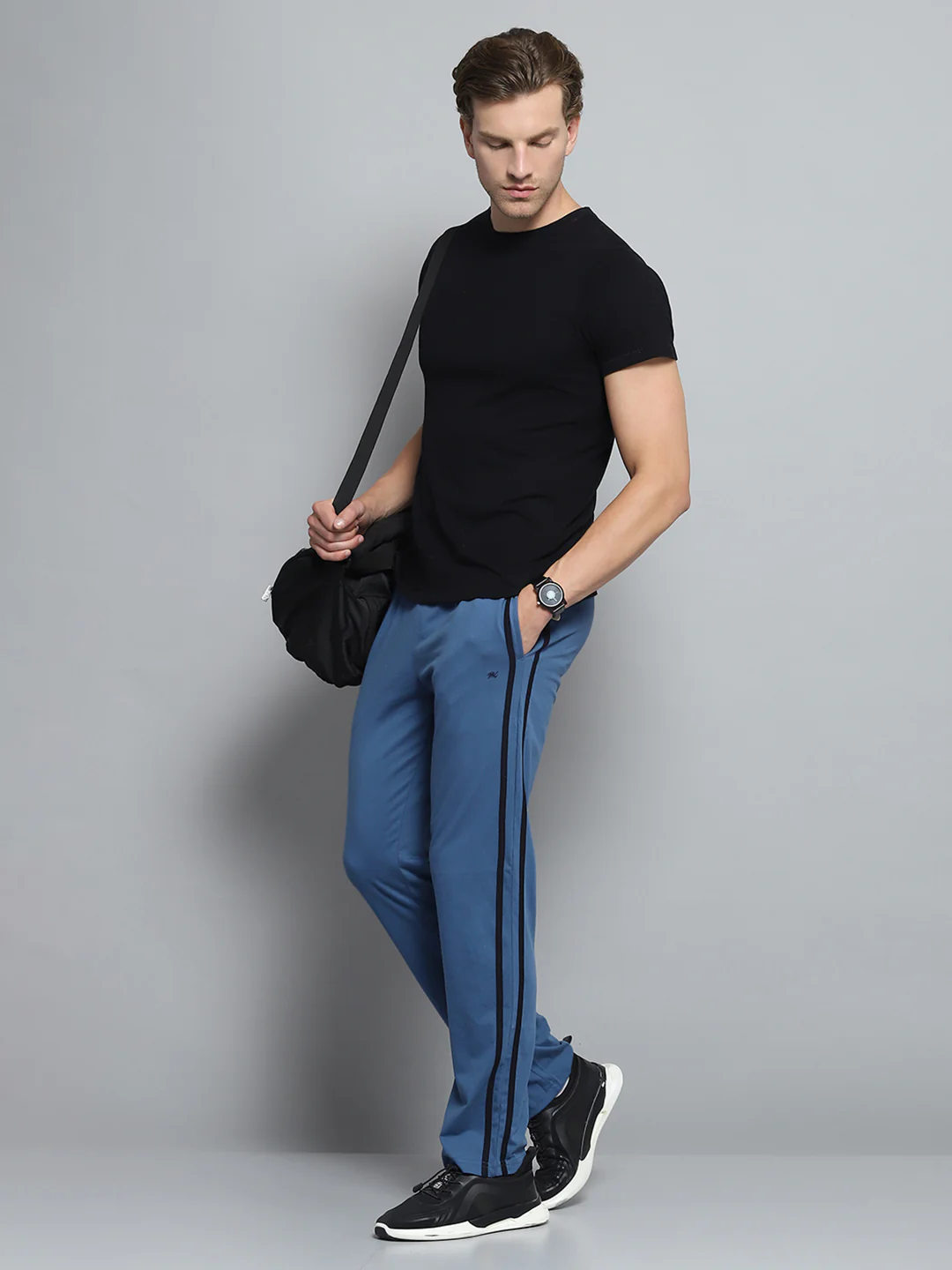 Men Blue Solid Regular Fit Lower - Image 2