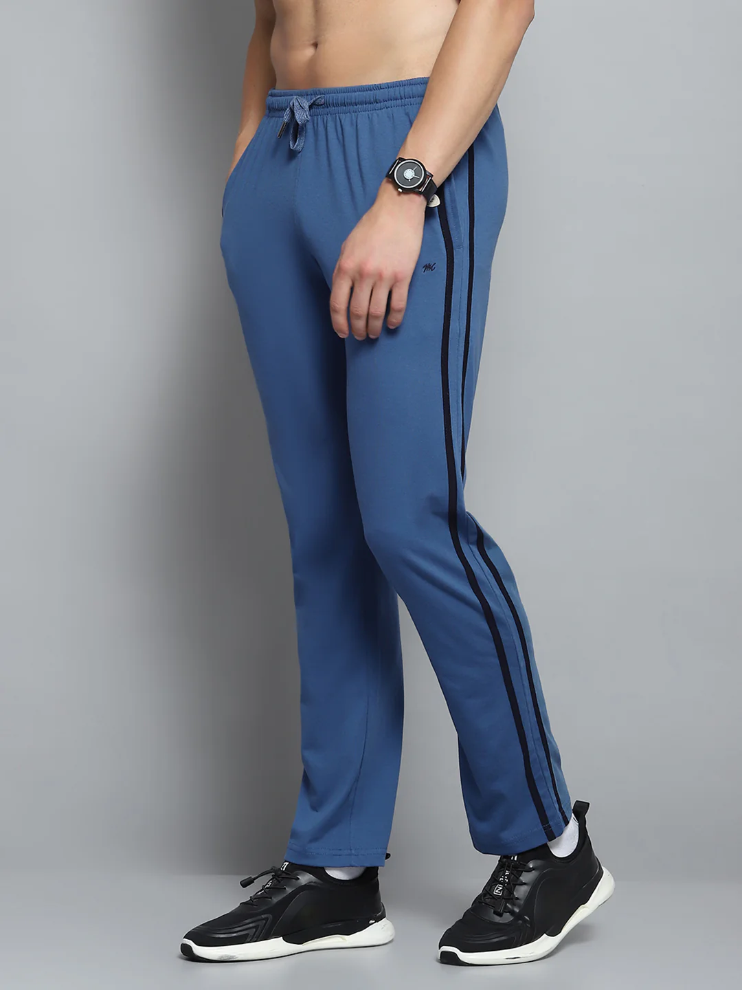 Men Blue Solid Regular Fit Lower - Image 3