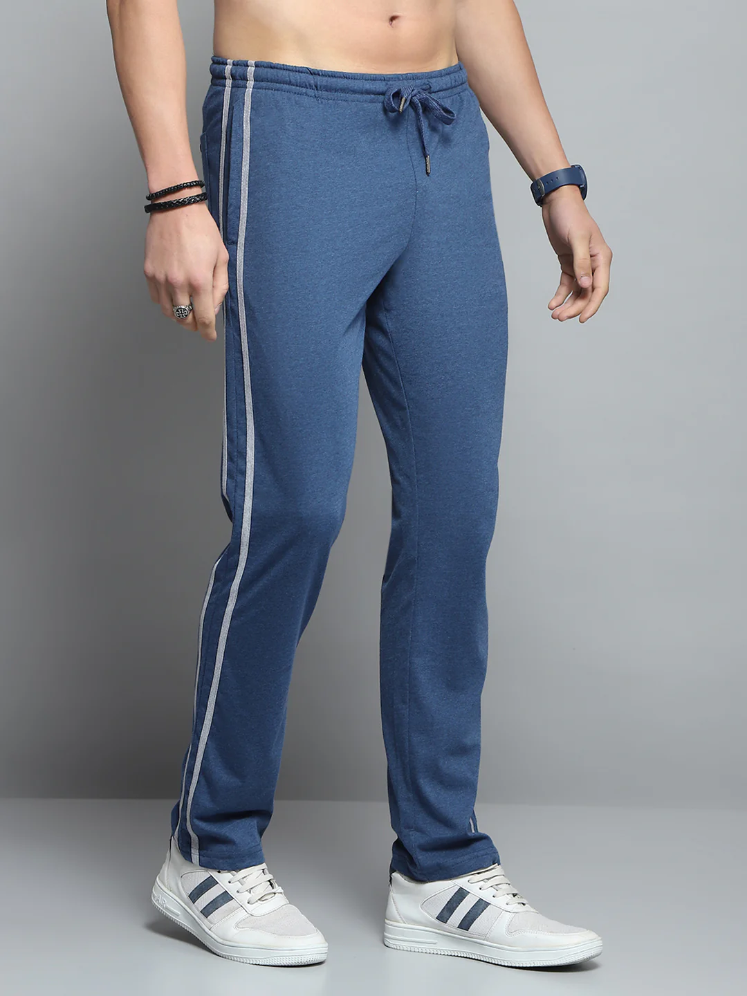 Men Blue Solid Regular Fit Lower - Image 4