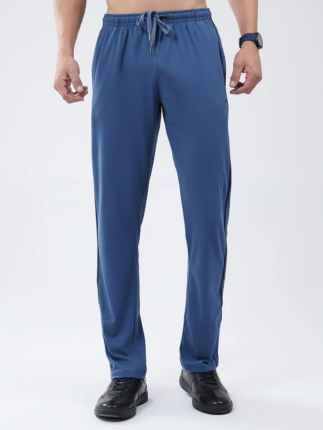 Men Blue Solid Regular Fit Lower