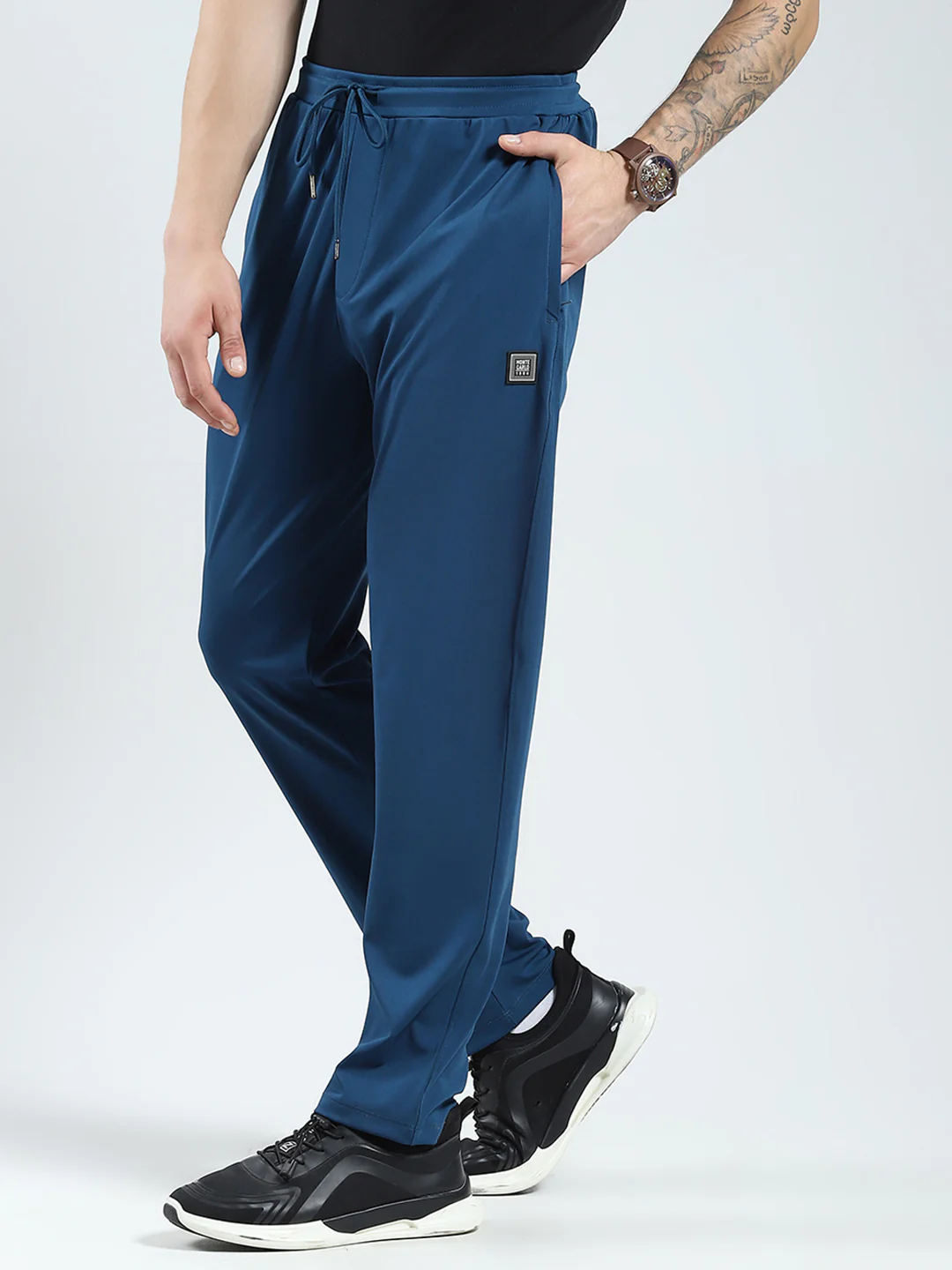 Men Blue Solid Regular Fit Lower - Image 3