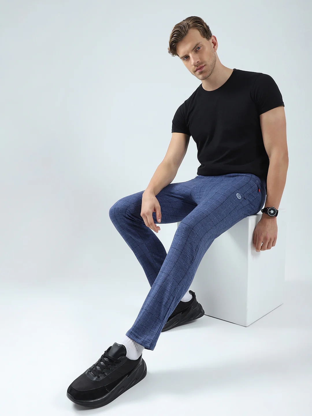 Men Blue Solid Regular Fit Lower - Image 2