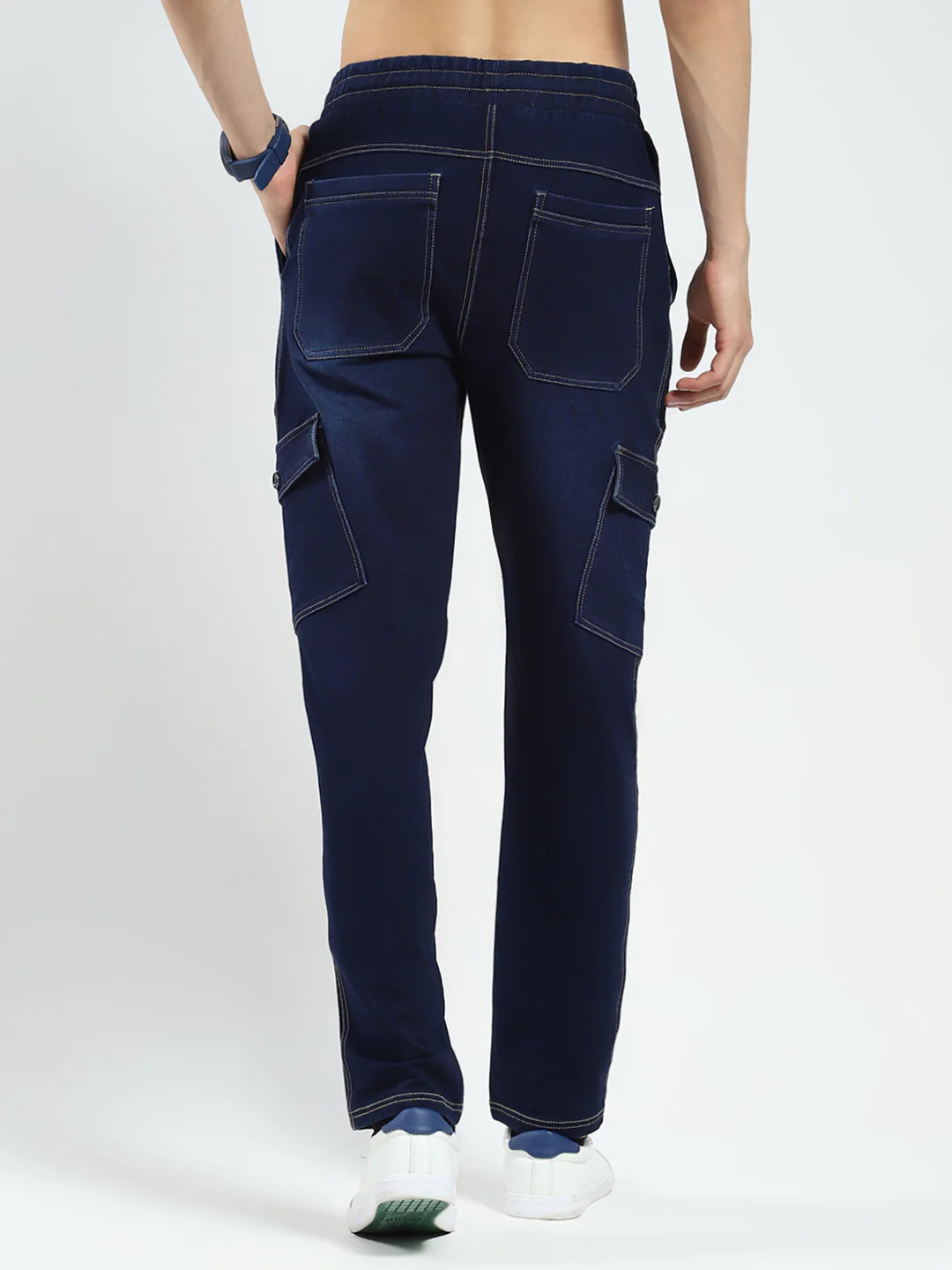 Men Blue Solid Regular Fit Lower - Image 5