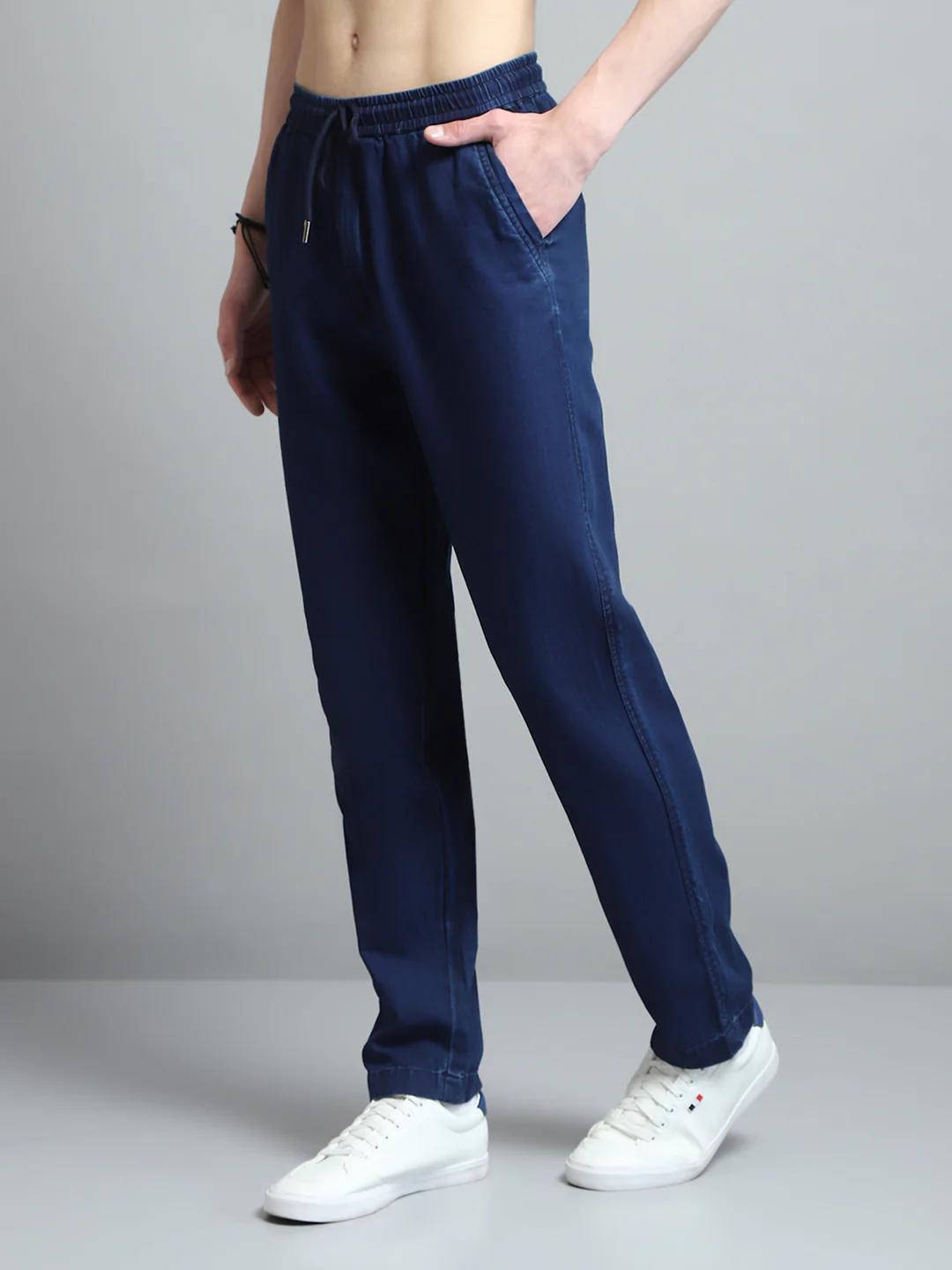 Men Blue Solid Regular Fit Lower - Image 3