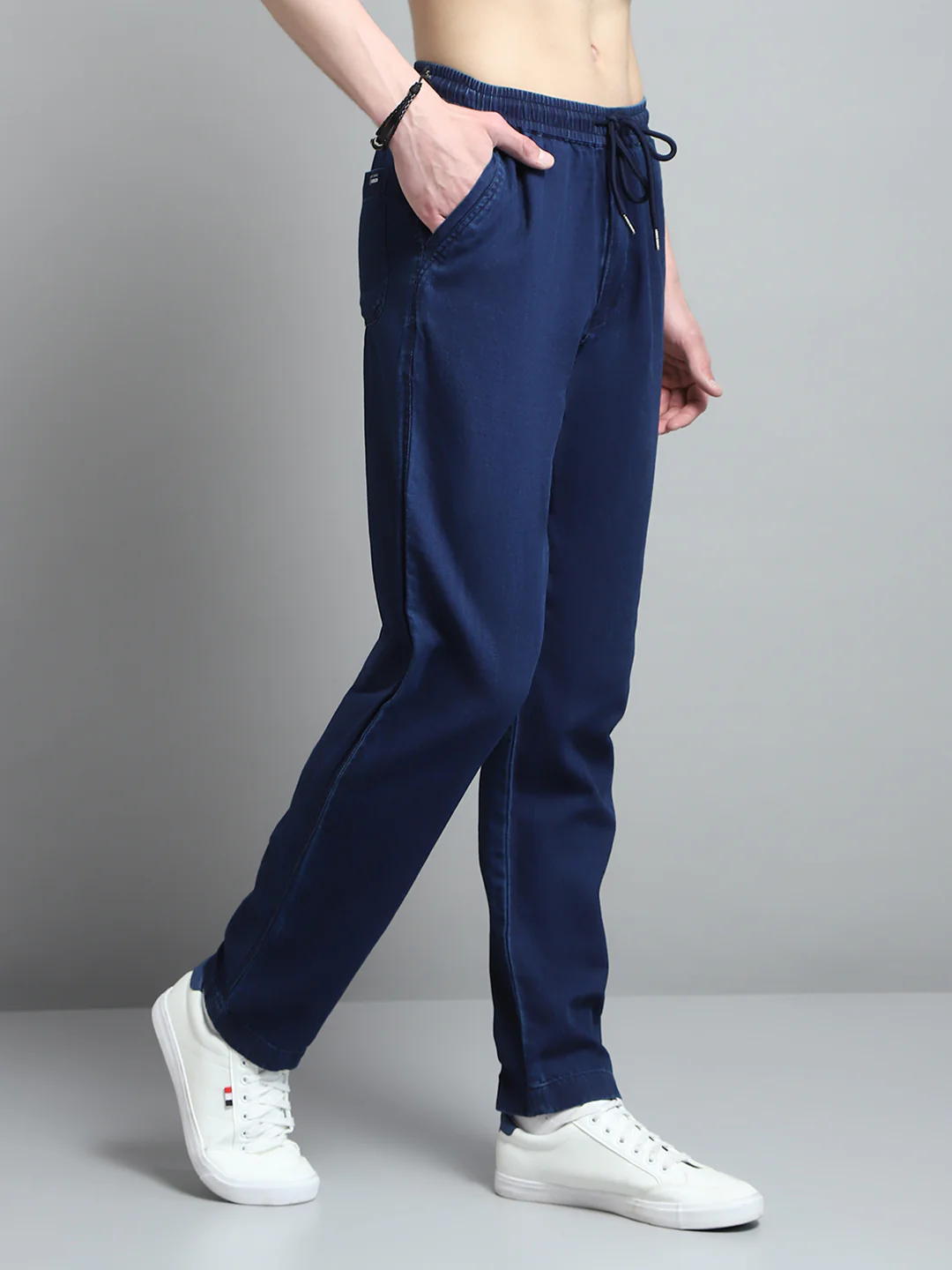Men Blue Solid Regular Fit Lower - Image 4