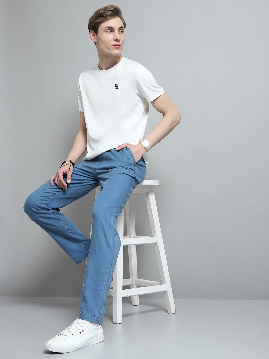 Men Blue Solid Regular Fit Lower - Image 2