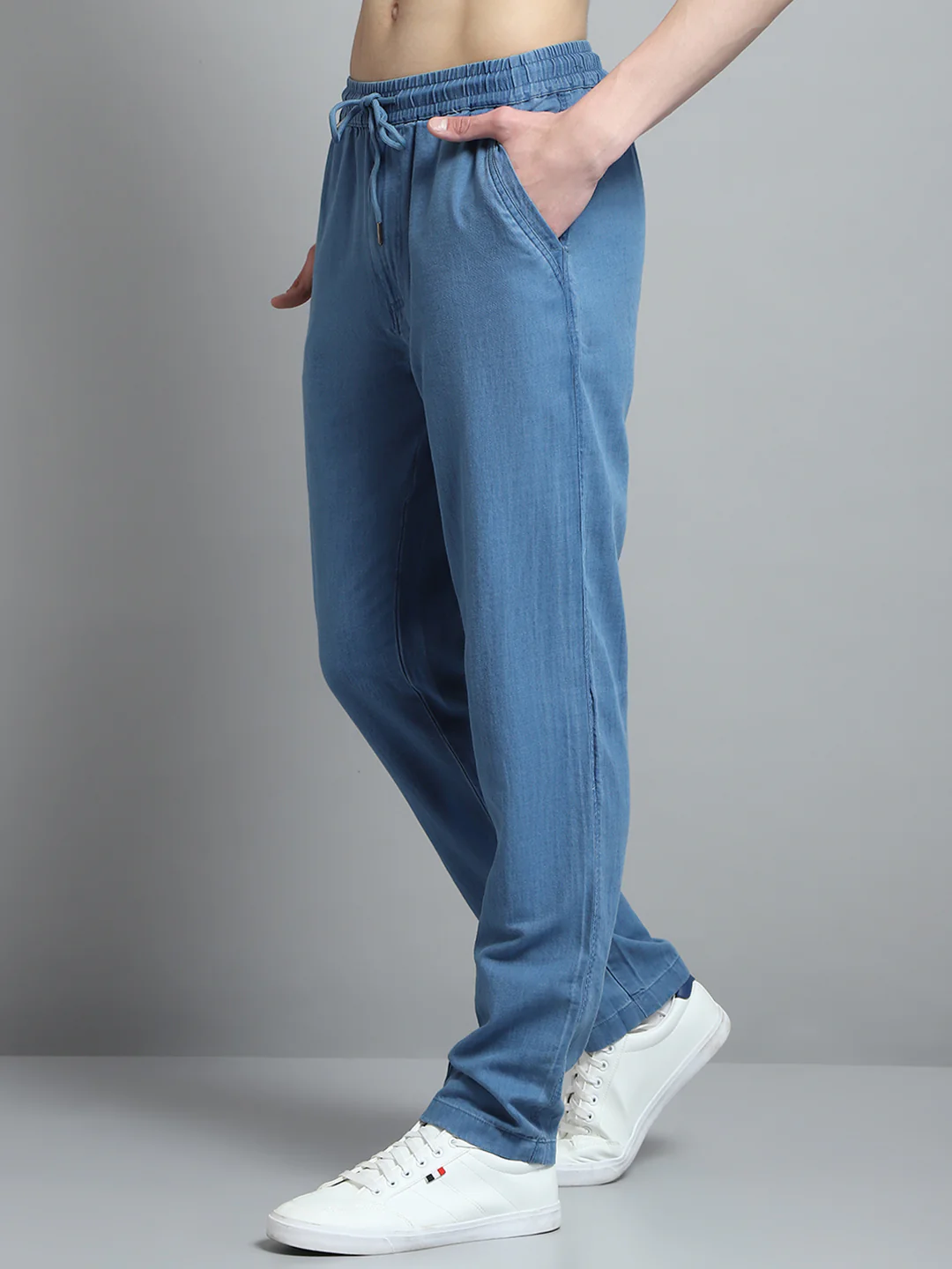 Men Blue Solid Regular Fit Lower - Image 3