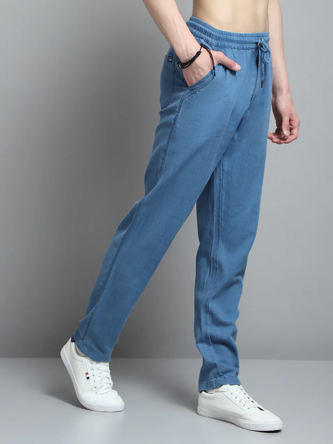 Men Blue Solid Regular Fit Lower - Image 4
