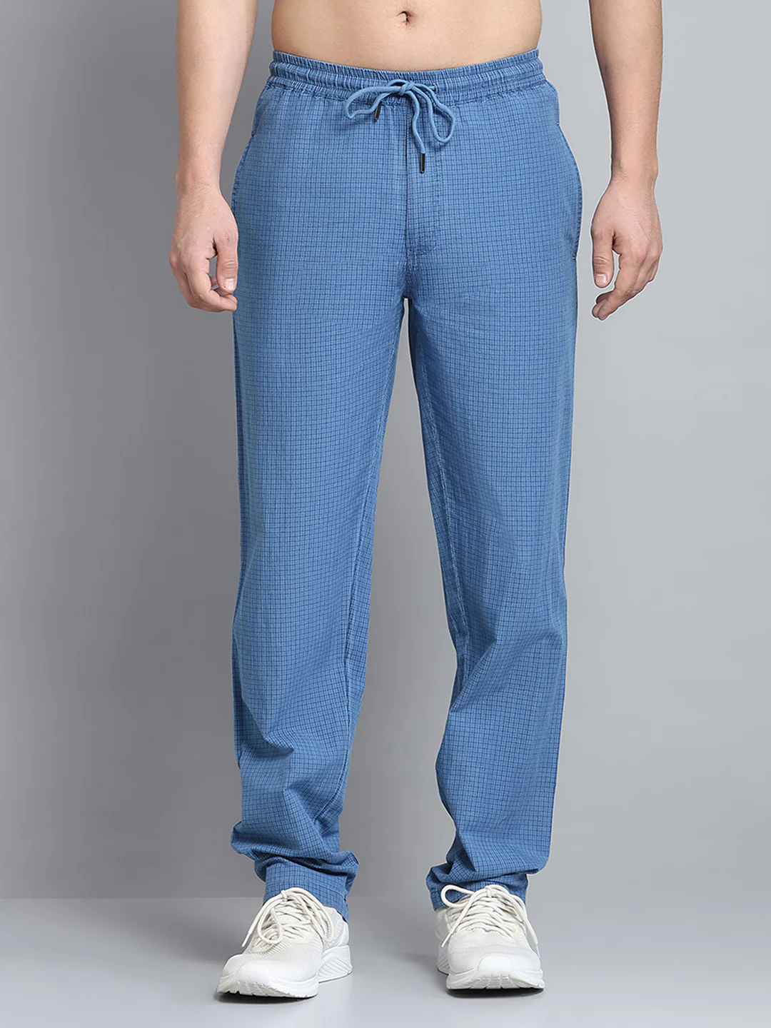 Men Blue Solid Regular Fit Lower