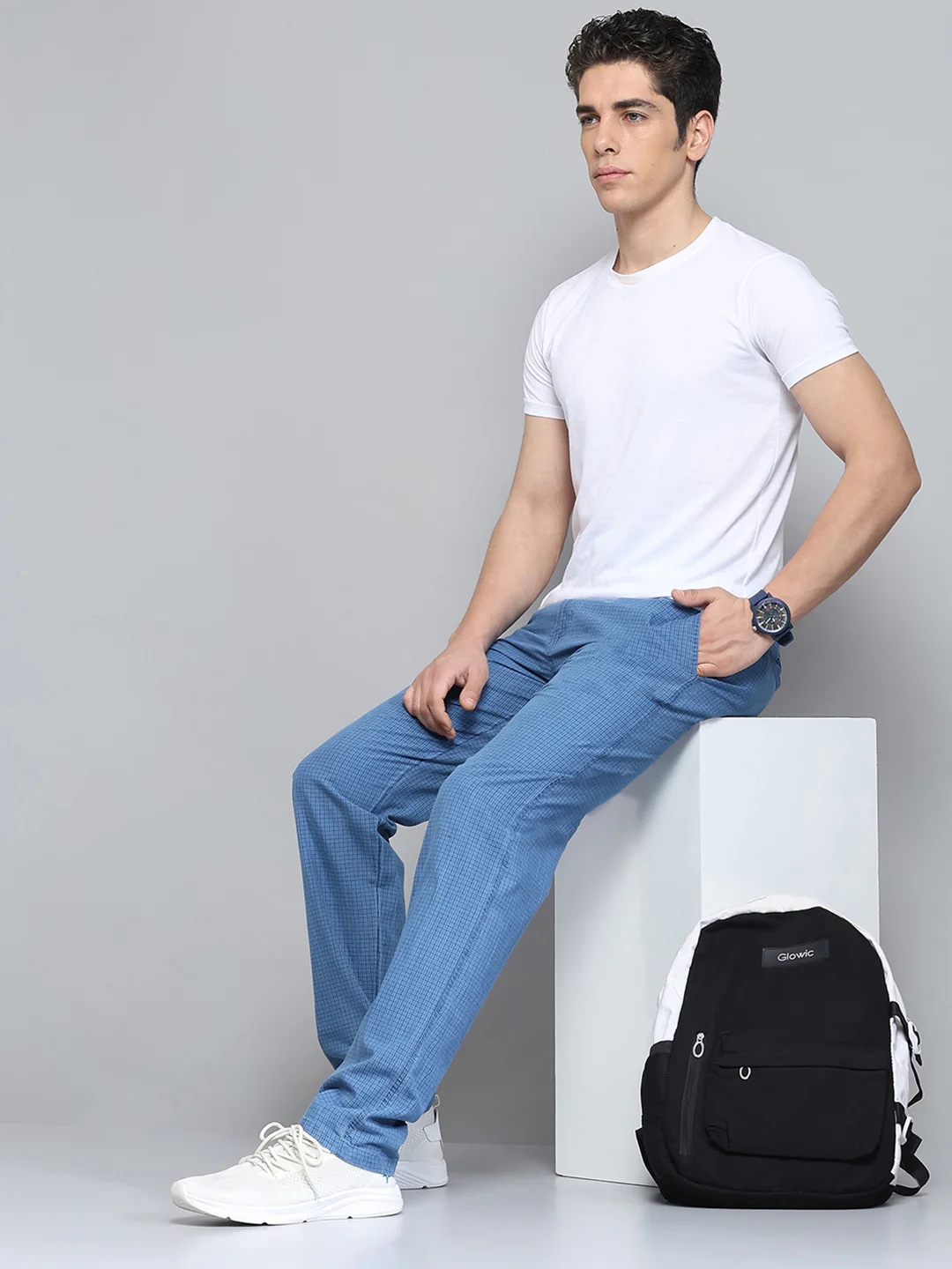 Men Blue Solid Regular Fit Lower - Image 2