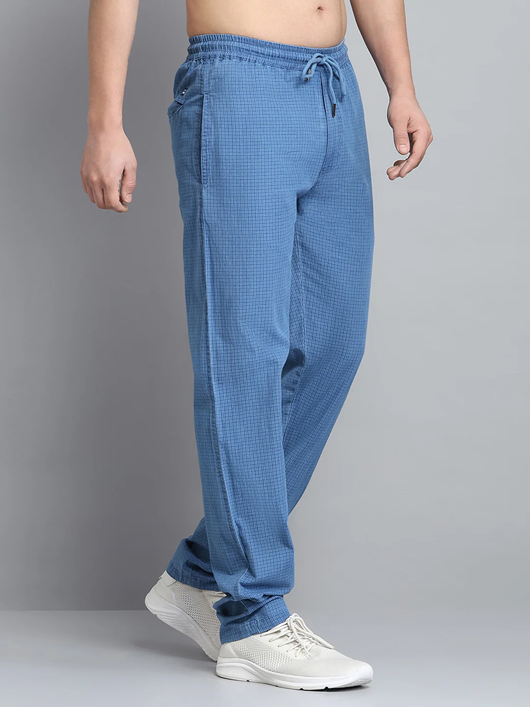 Men Blue Solid Regular Fit Lower - Image 4