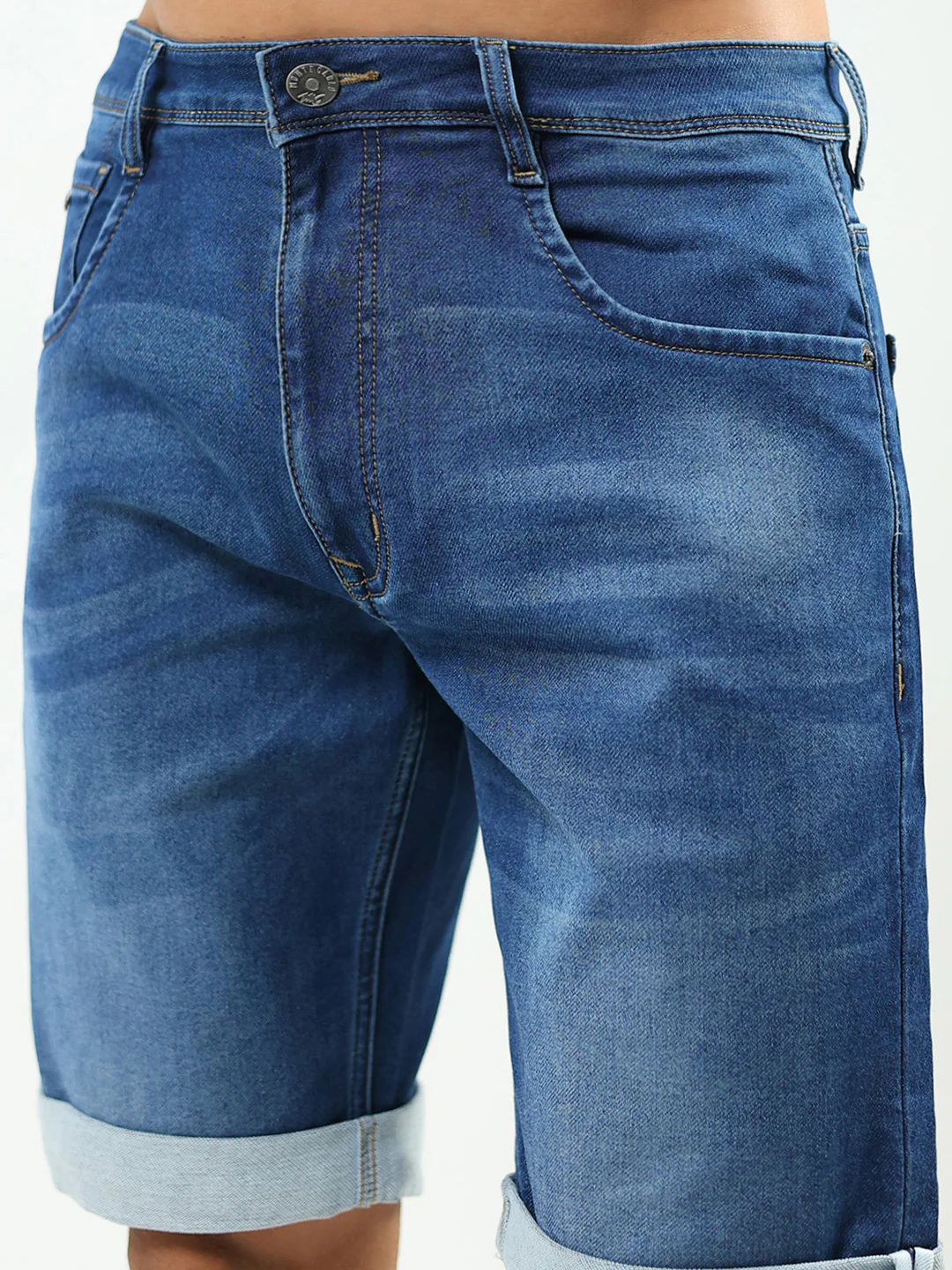 Men Blue Solid Regular Fit Shorts - Image 6