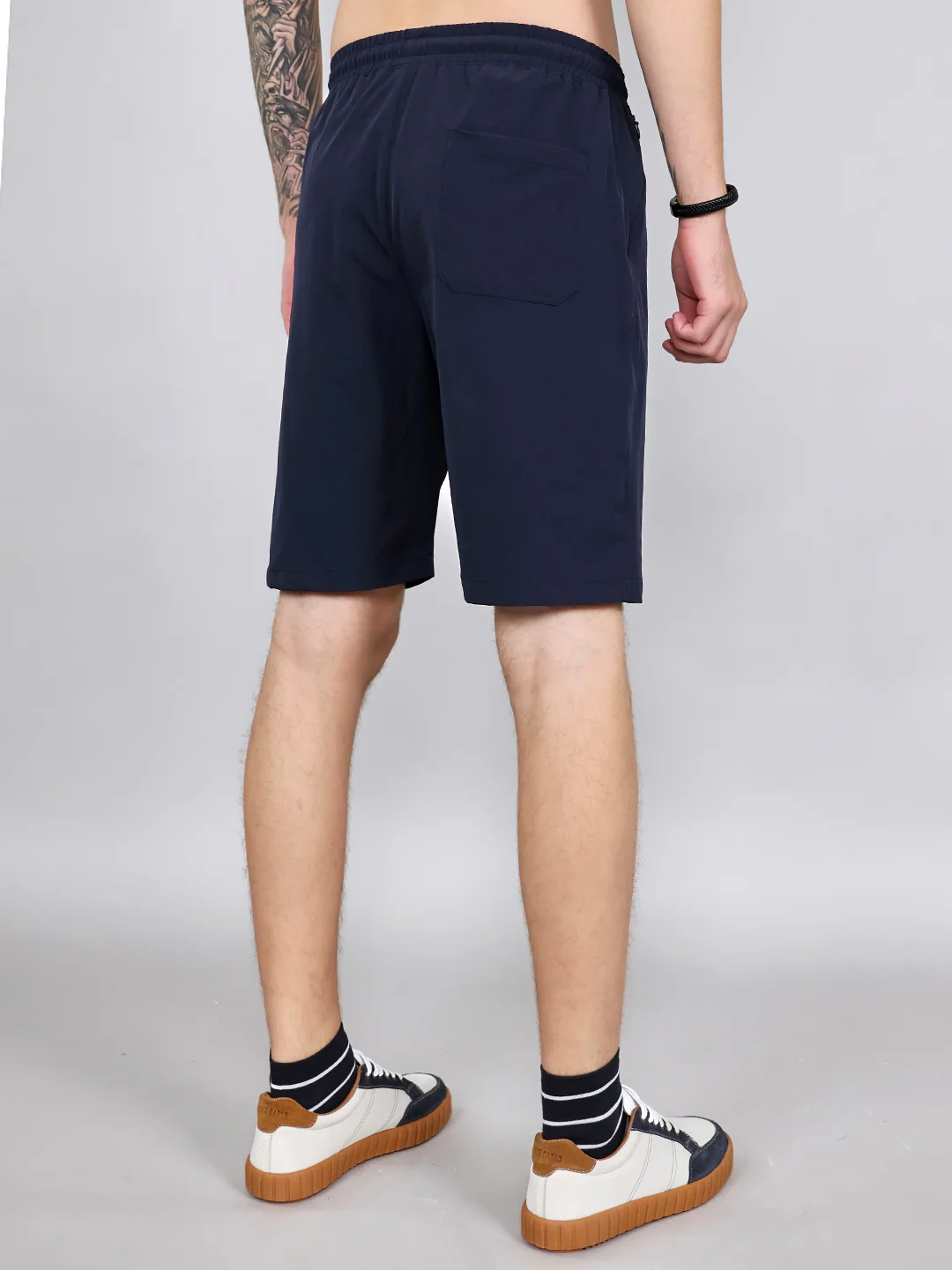 Men Blue Solid Regular Fit Shorts - Image 4