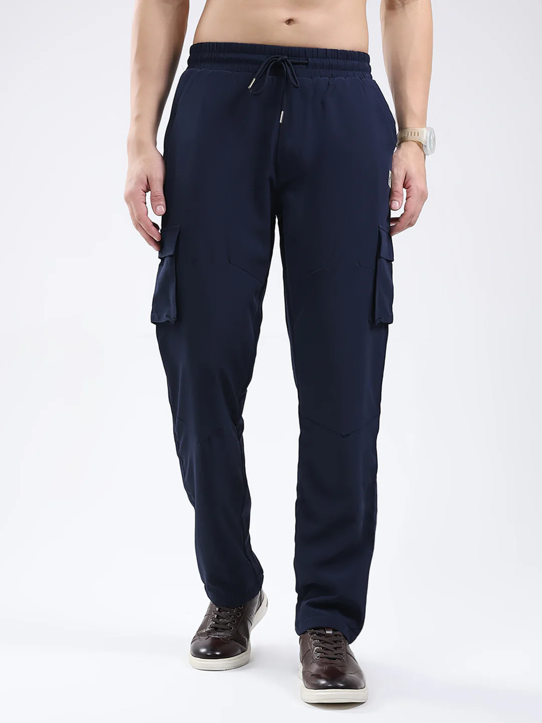 Men Blue Solid Regular Fit Winter Lower