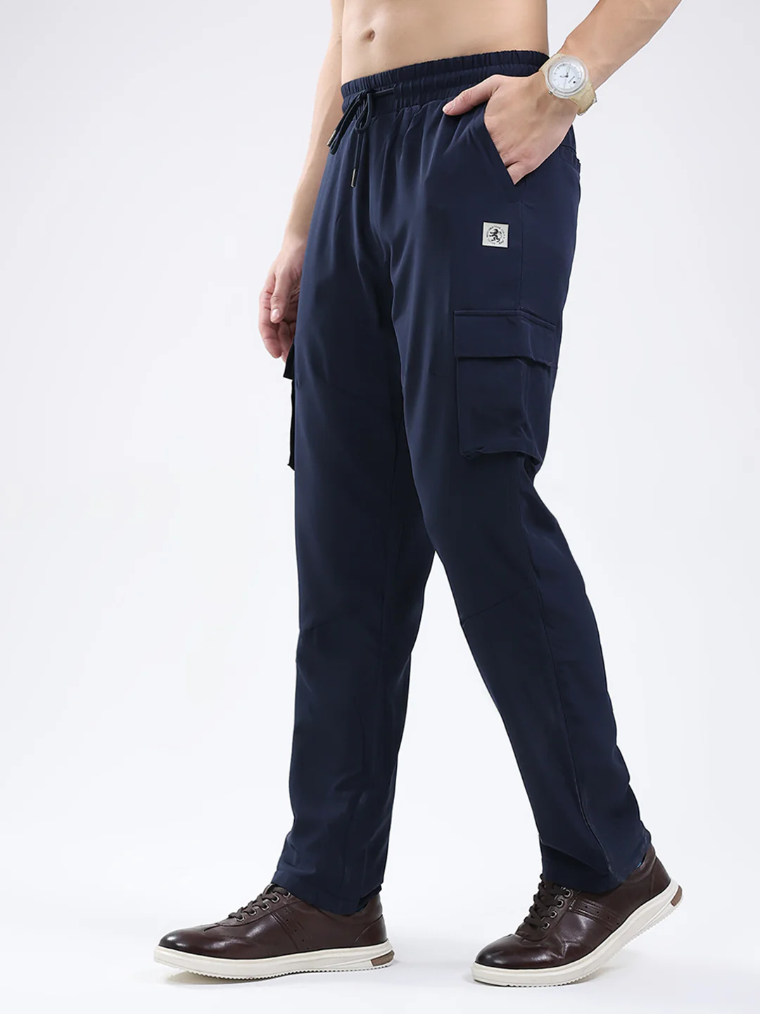 Men Blue Solid Regular Fit Winter Lower - Image 3