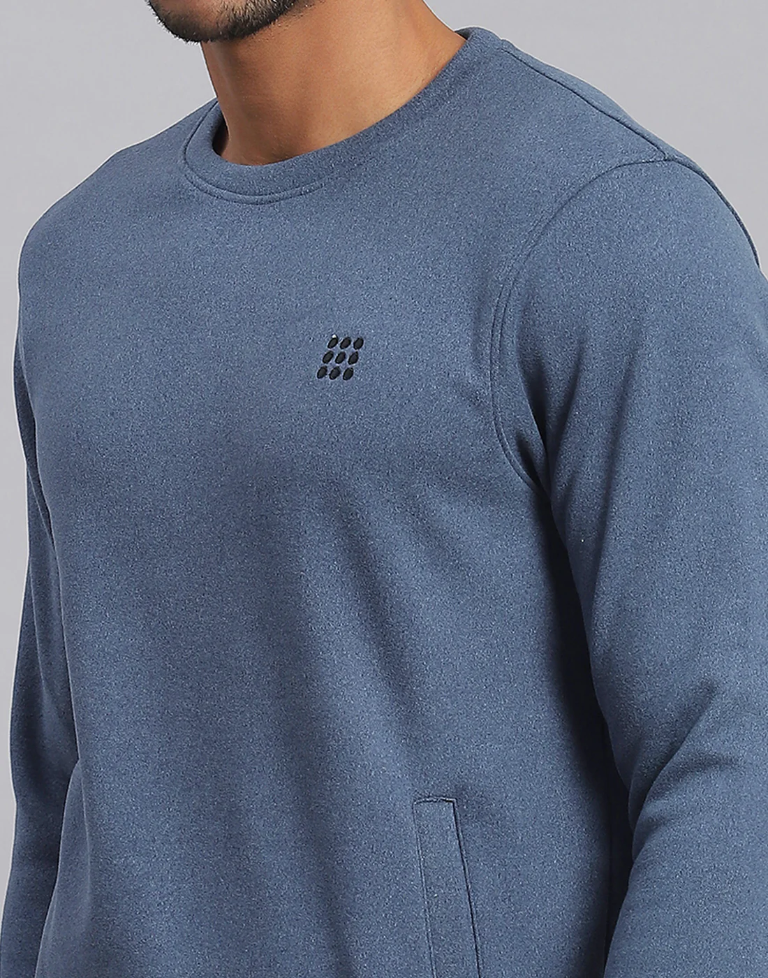 Rock.it Men Blue Solid Round Neck Full Sleeve Sweatshirt - Image 7