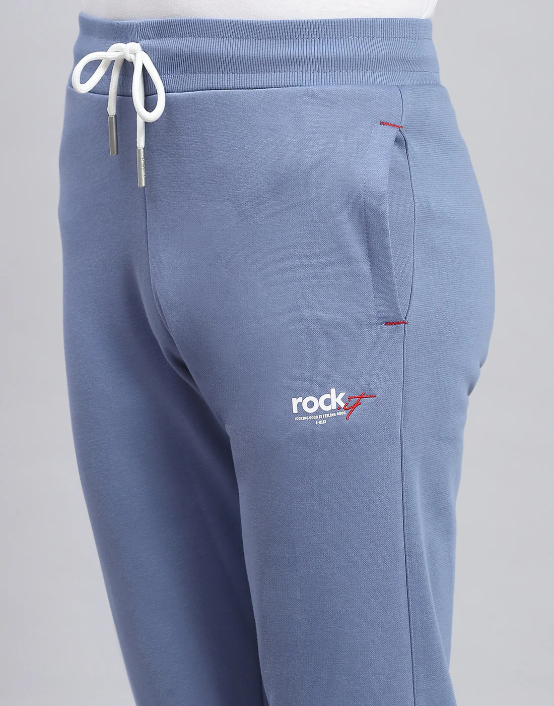 Rock.it Men Blue Solid Round Neck Full Sleeve Tracksuit - Image 8