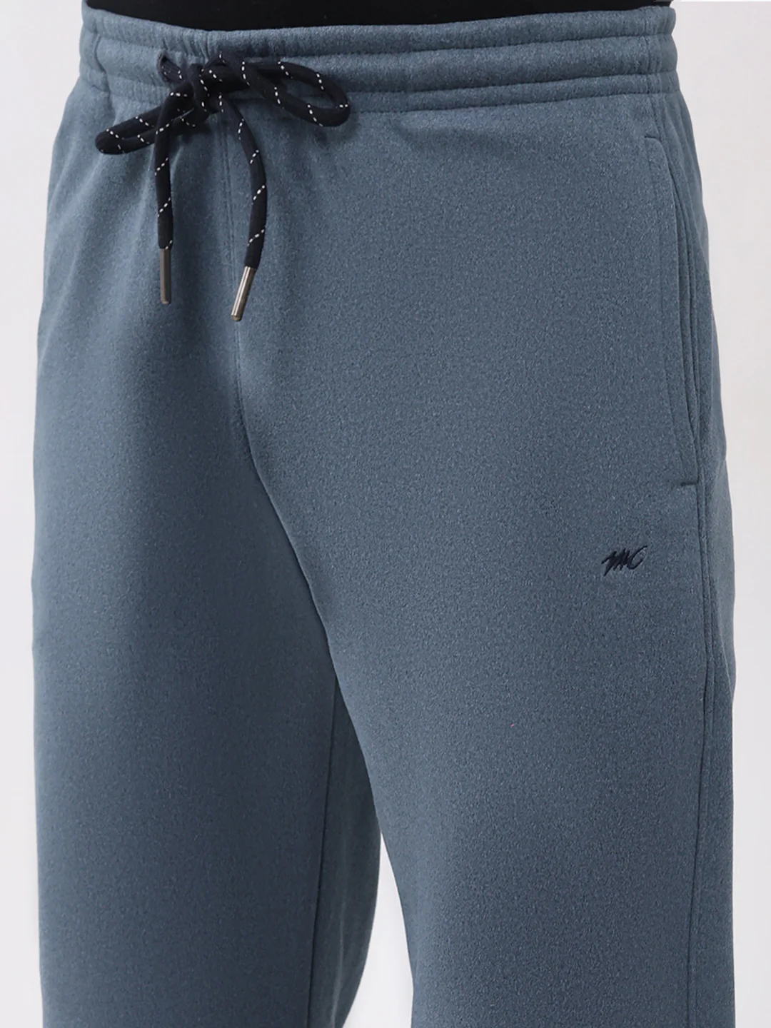 Men Blue Solid Round Neck Full Sleeve Winter Tracksuit - Image 8