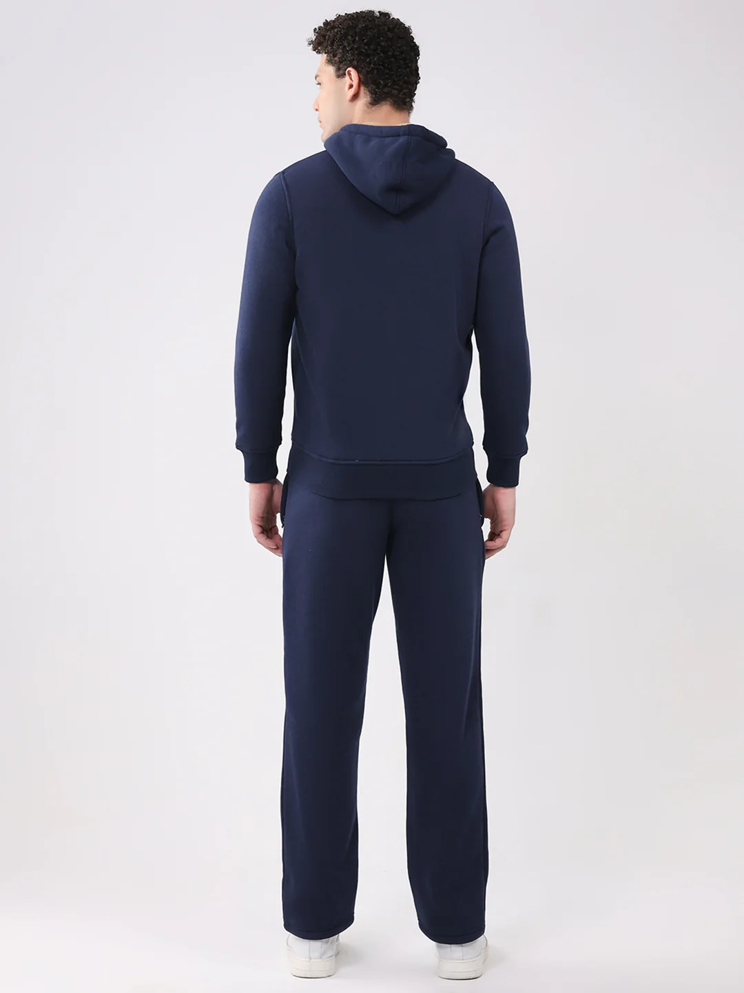 Men Blue Solid Round Neck Full Sleeve Winter Tracksuit - Image 5