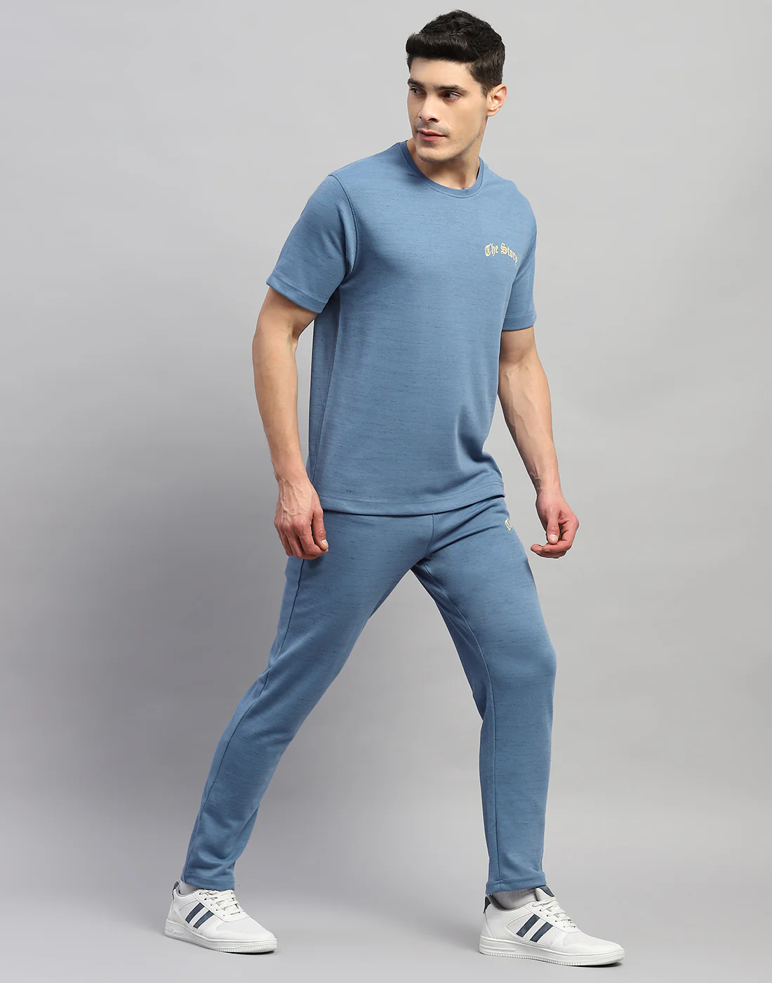 Rock.it Men Blue Solid Round Neck Half Sleeve Lower Set - Image 4