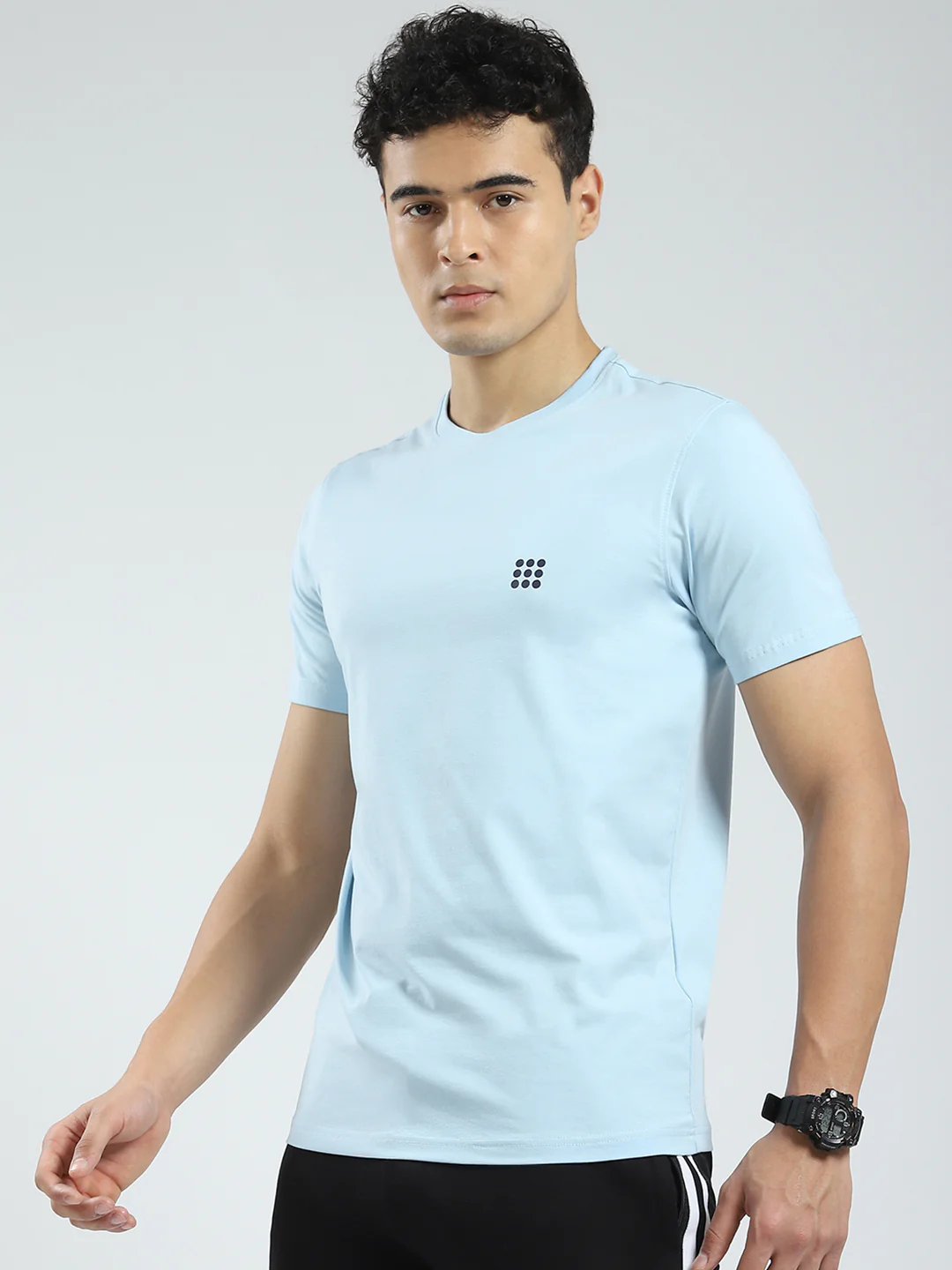 Rock.it Men Blue Solid Round Neck Half Sleeve T-Shirt - Image 3