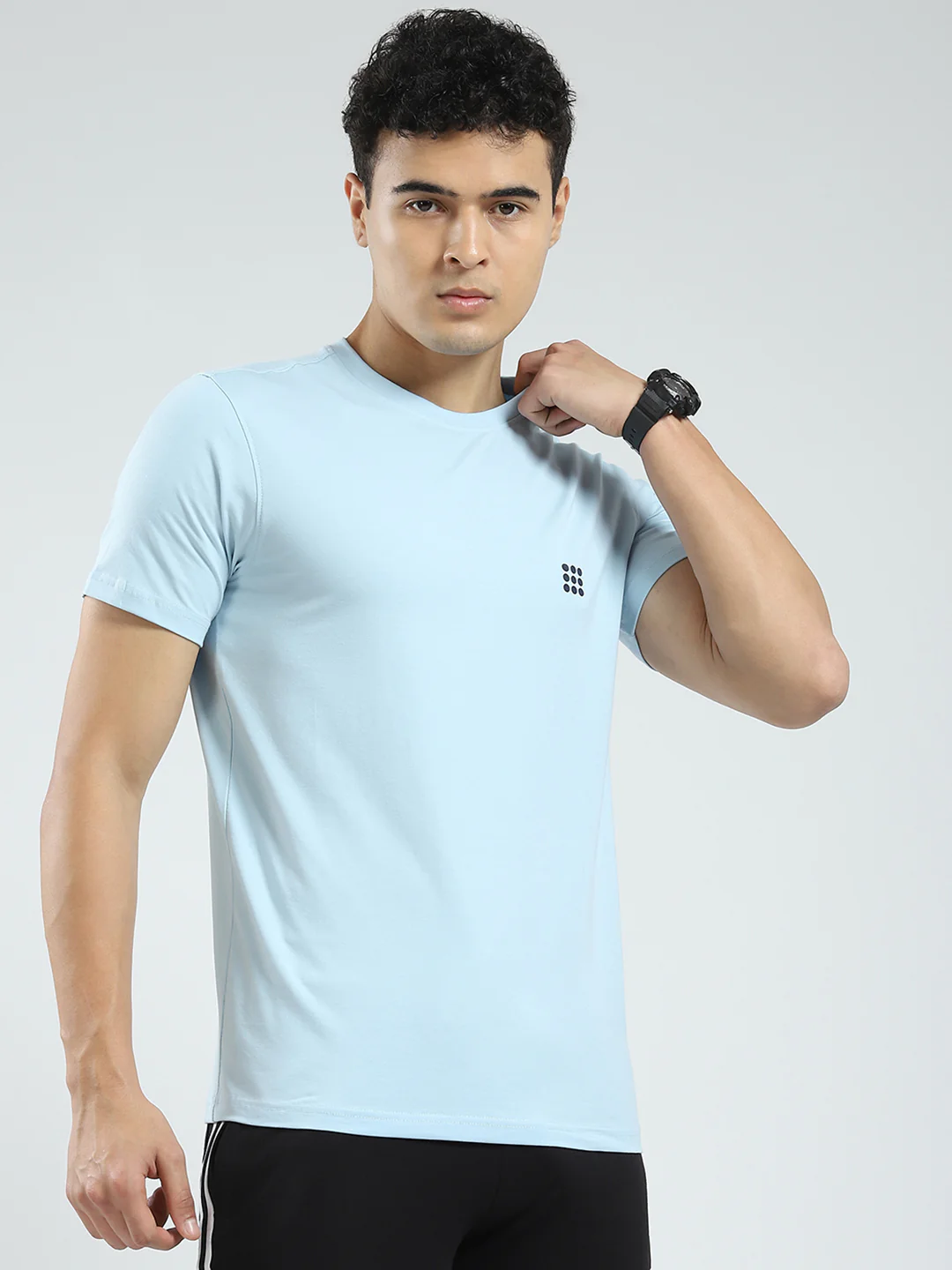 Rock.it Men Blue Solid Round Neck Half Sleeve T-Shirt - Image 4