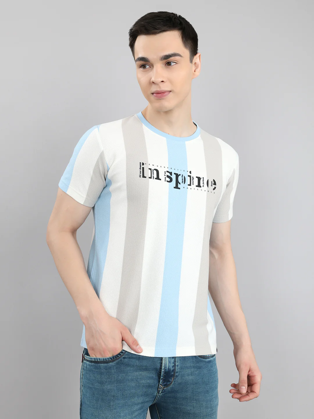Men Blue Solid Round Neck Half Sleeve T-Shirt