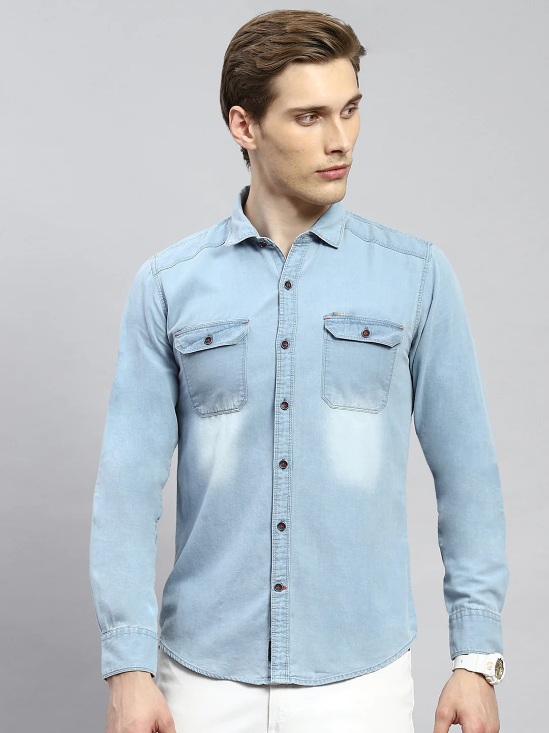 Men Blue Solid Shirt