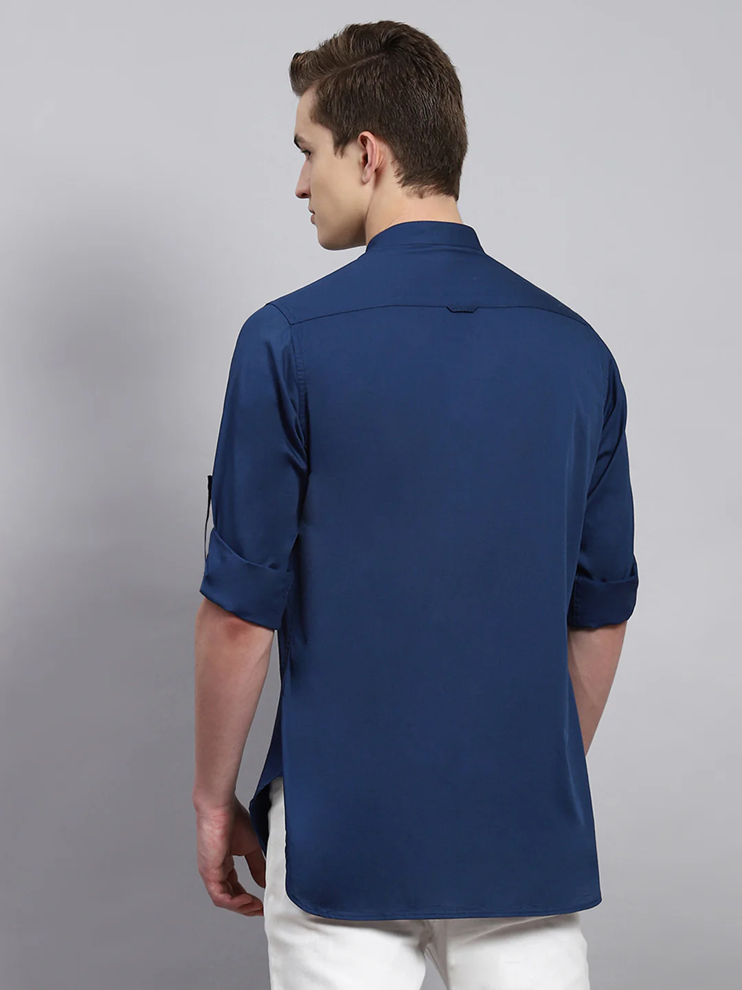 Men Blue Solid Shirt - Image 5