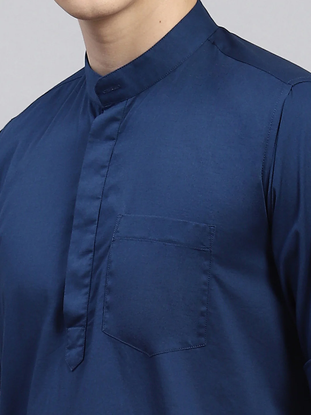 Men Blue Solid Shirt - Image 6