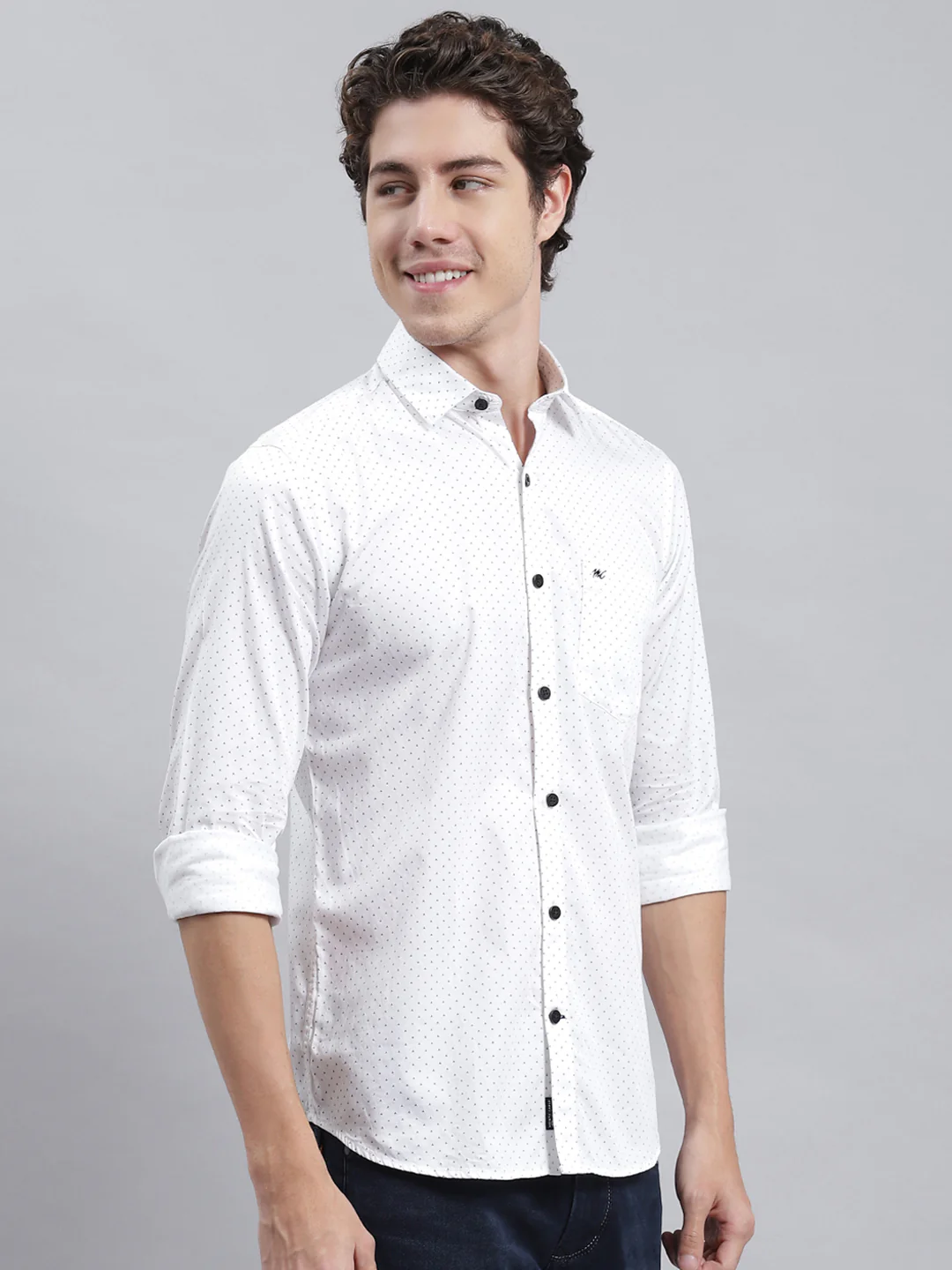 Men Blue Solid Shirt - Image 3
