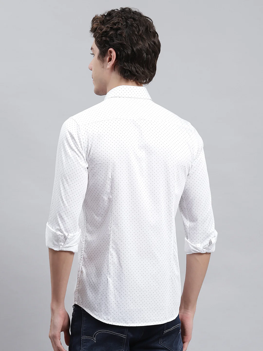 Men Blue Solid Shirt - Image 5