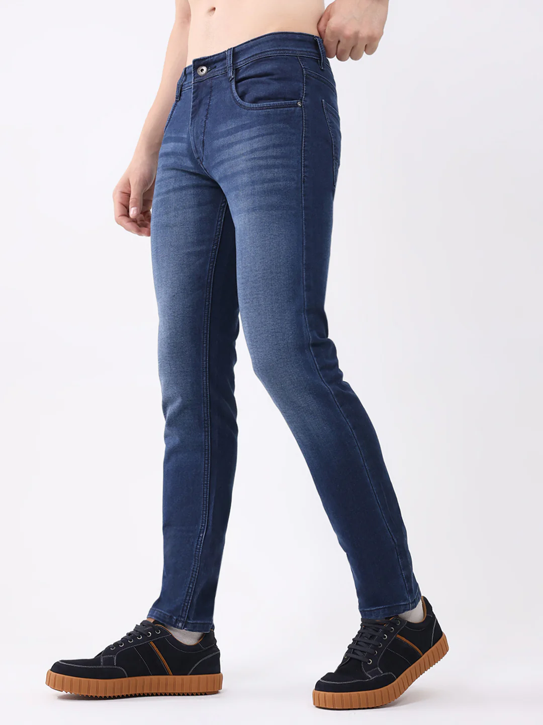 Men Blue Solid Skinny Fit Denim - Image 3
