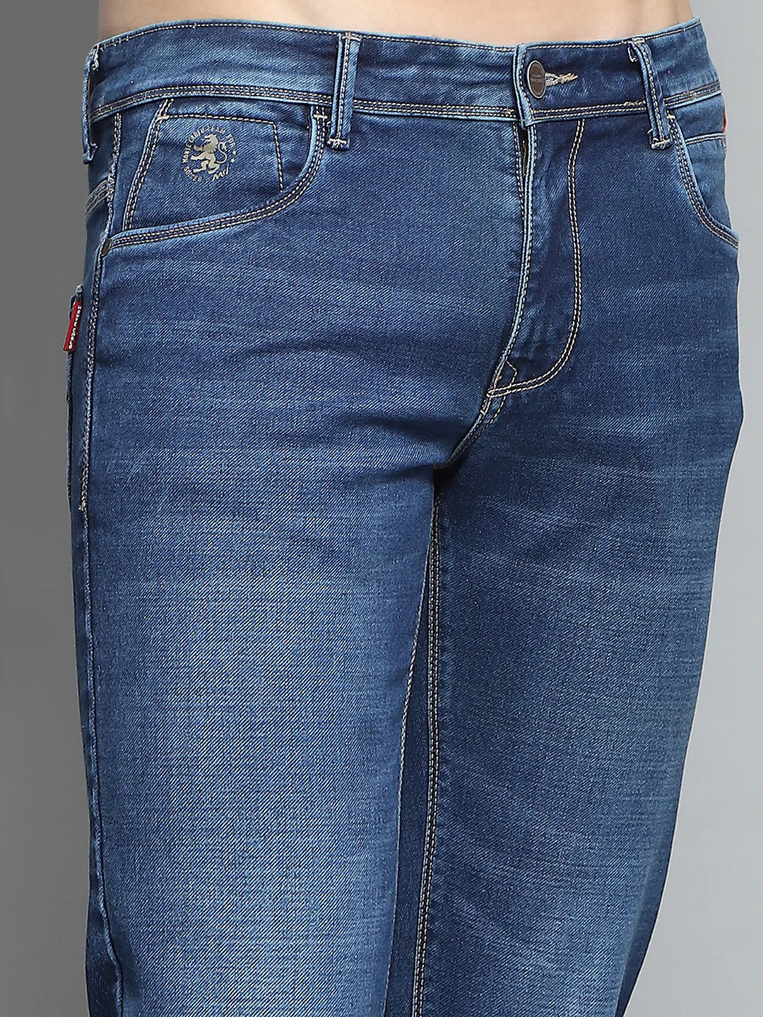 Men Blue Solid Skinny Fit Denim - Image 6