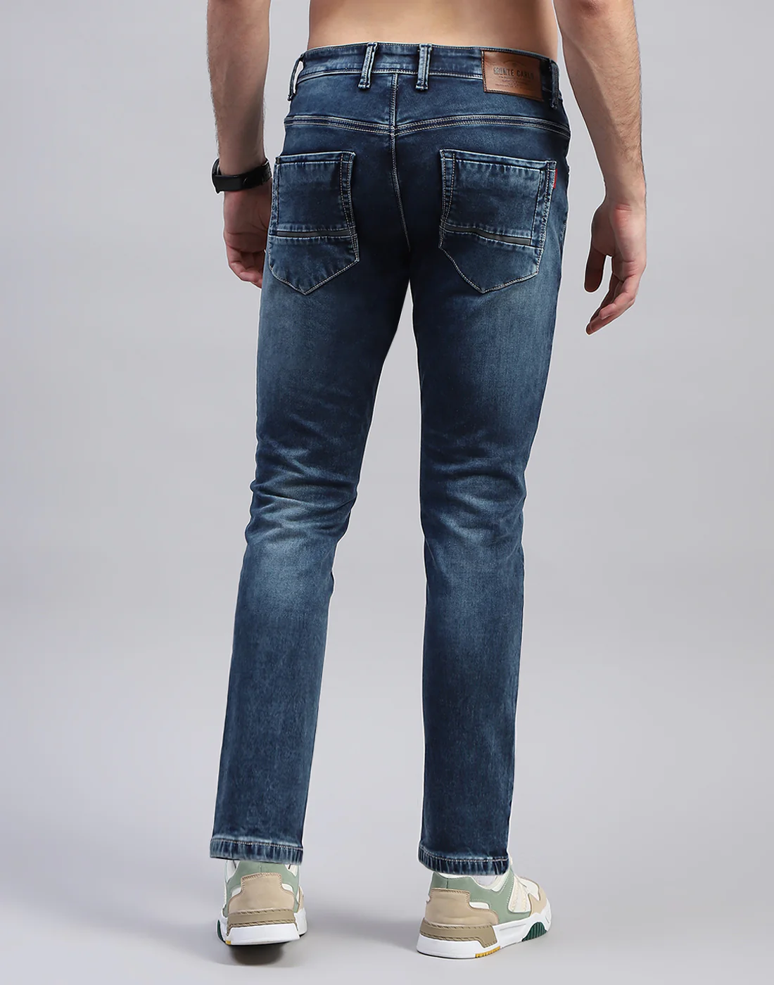 Men Blue Solid Ankle Length Denim - Image 5