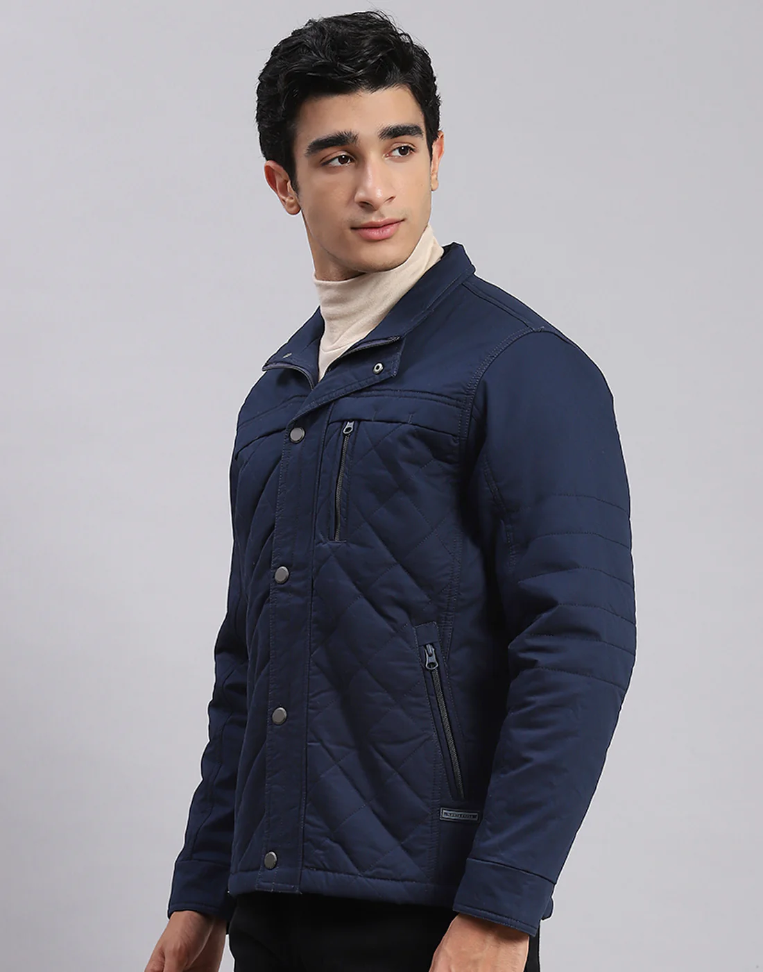Men Blue Solid Spread Collar Full Sleeve Jackets - Image 3